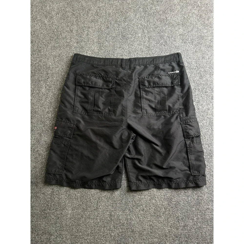 Mens Cargo Shorts Quiksilver Black Lightweight Utility Pockets, Size 40
